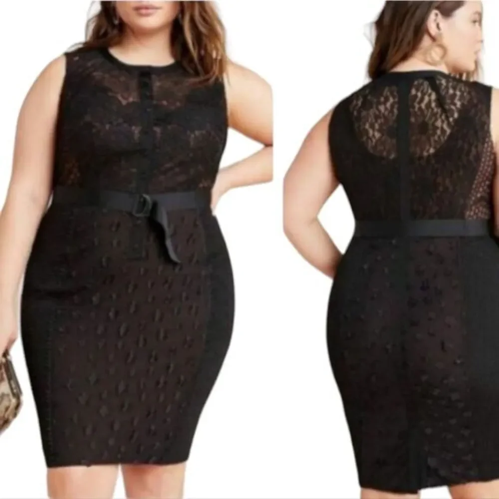 Byron Lars Dresses | Anthro Byron Lars Beauty Mark Black Floral Applique Lace Sheath Gisella Size 18w | Color: Black | Size: 18w | Pamelariv's Closet
